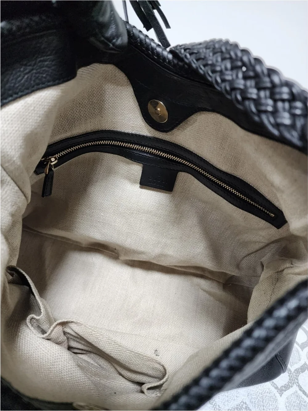 GUCCI Pebbled Calfskin Medium Marrakech Hobo Bag Black